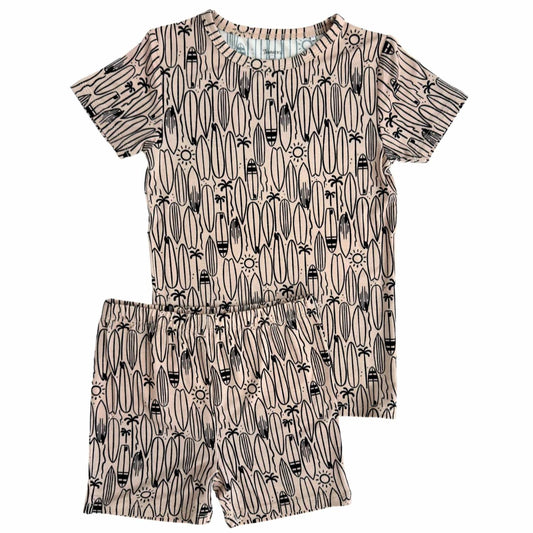 Boys Surfer Dude Short Sleeve Two Piece Pajama Set