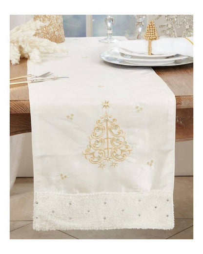 Embroidered Christmas Tree Table Runner