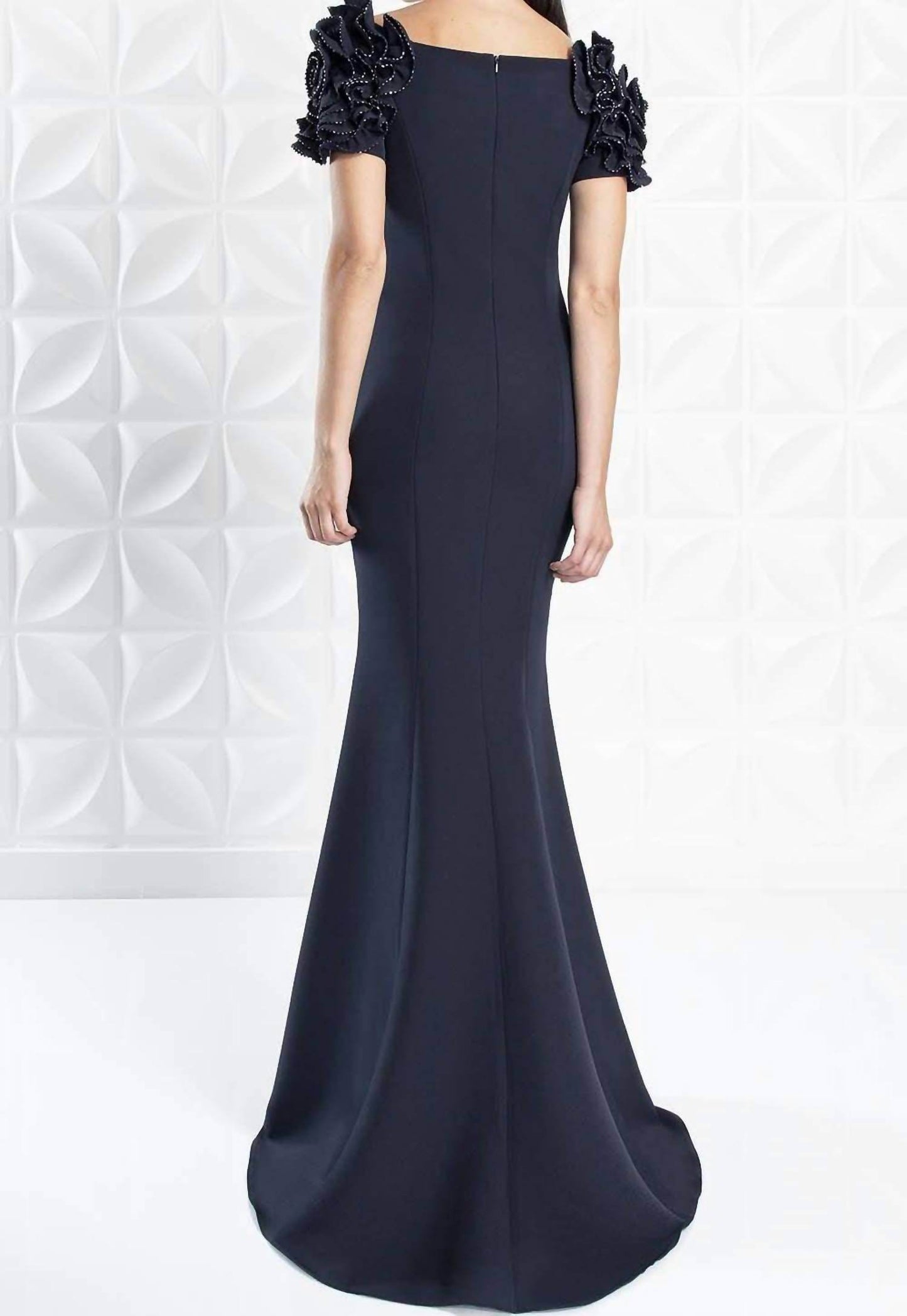 Alexander by Daymor - Long Beaded Ruffle Formal Evening dress - Rack Hunt -