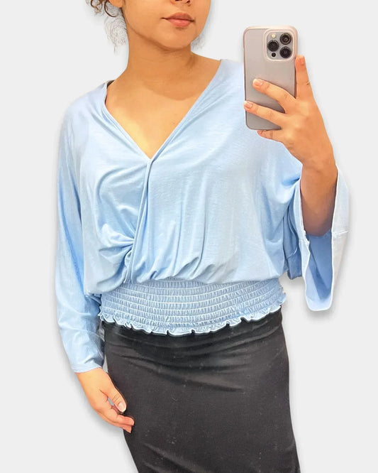Alyssa Thomas - Smock Bottom V Neck Top - Rack Hunt