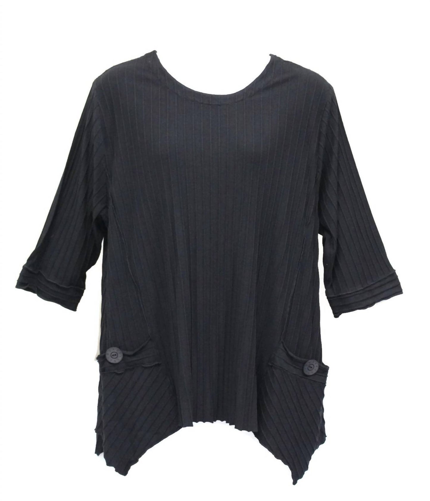 Asymmetrical Textured Rib Knit Cotton Top