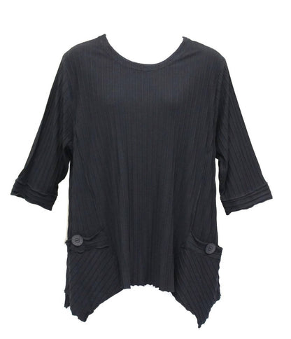 Asymmetrical Textured Rib Knit Cotton Top