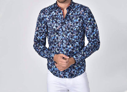 Floral Flocking Button Down Shirt