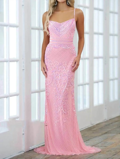 Aleta - Graceful Straight Neckline Beadwork Pattern Prom Dress - Rack Hunt