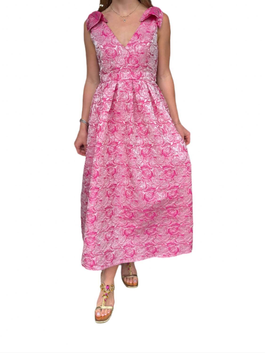 The Blue Collection - Women's Rosette Jacquard Tea Length Gown - Rack Hunt