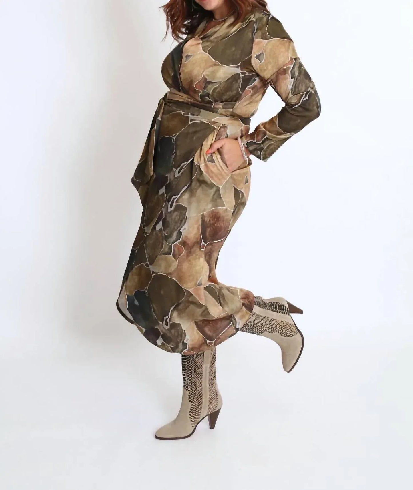 Cossac - Wrap Print Midi Dress - Rack Hunt