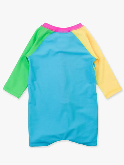 Rugged Butts - Boys' Neon Color Block Long Sleeve One Piece Rash Guard Swimsuit - Rack Hunt