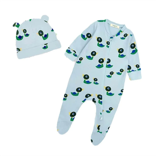 The Bonnie Mob - Kids Bayley Berry Ducks & Hat Set Sleepsuit - Rack Hunt