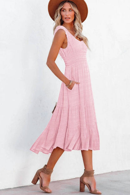 Shirred Midi Dress