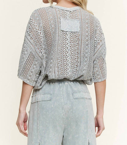 Mineral Washed Lace Summer Blouse Top