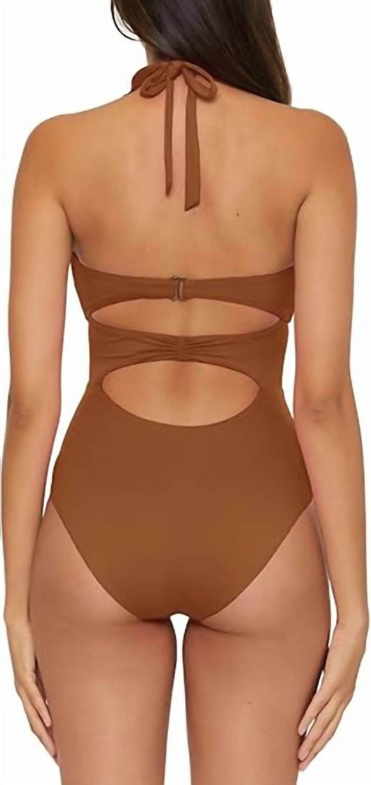 Soluna - Standard Buckle Up One Piece Bandeau Swimsuit With Cut Out Neck - Rack Hunt -
