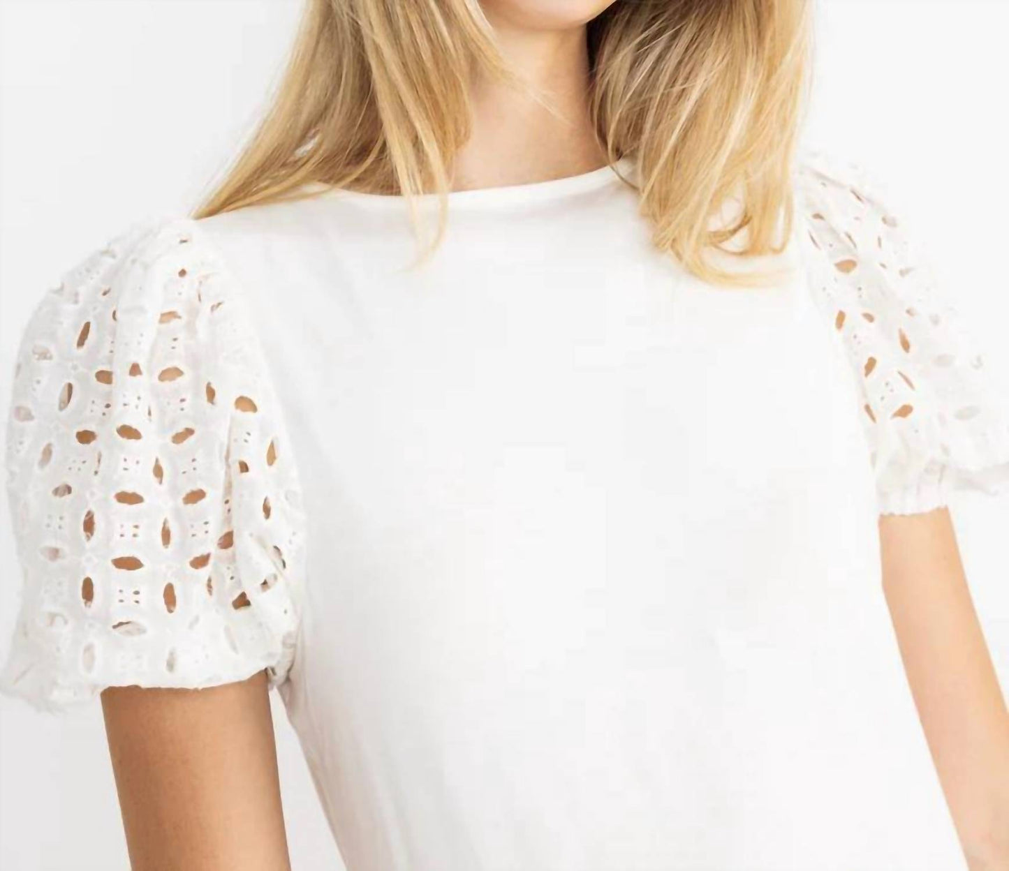 Matteo Eyelet Short Puff Sleeve Tee