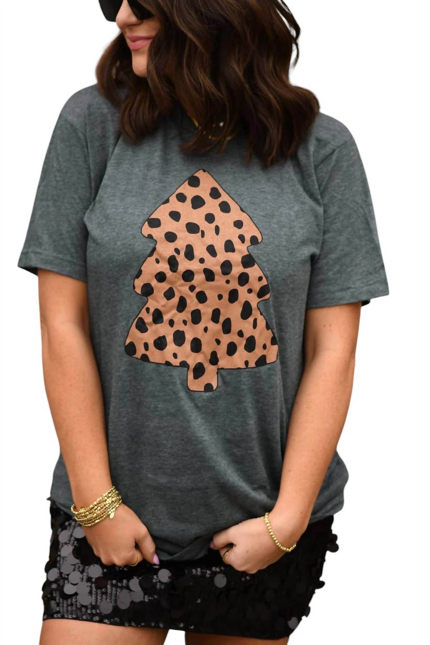 Glam n Go Boutique - LEOPARD CHRISTMAS TREE TEE - Rack Hunt