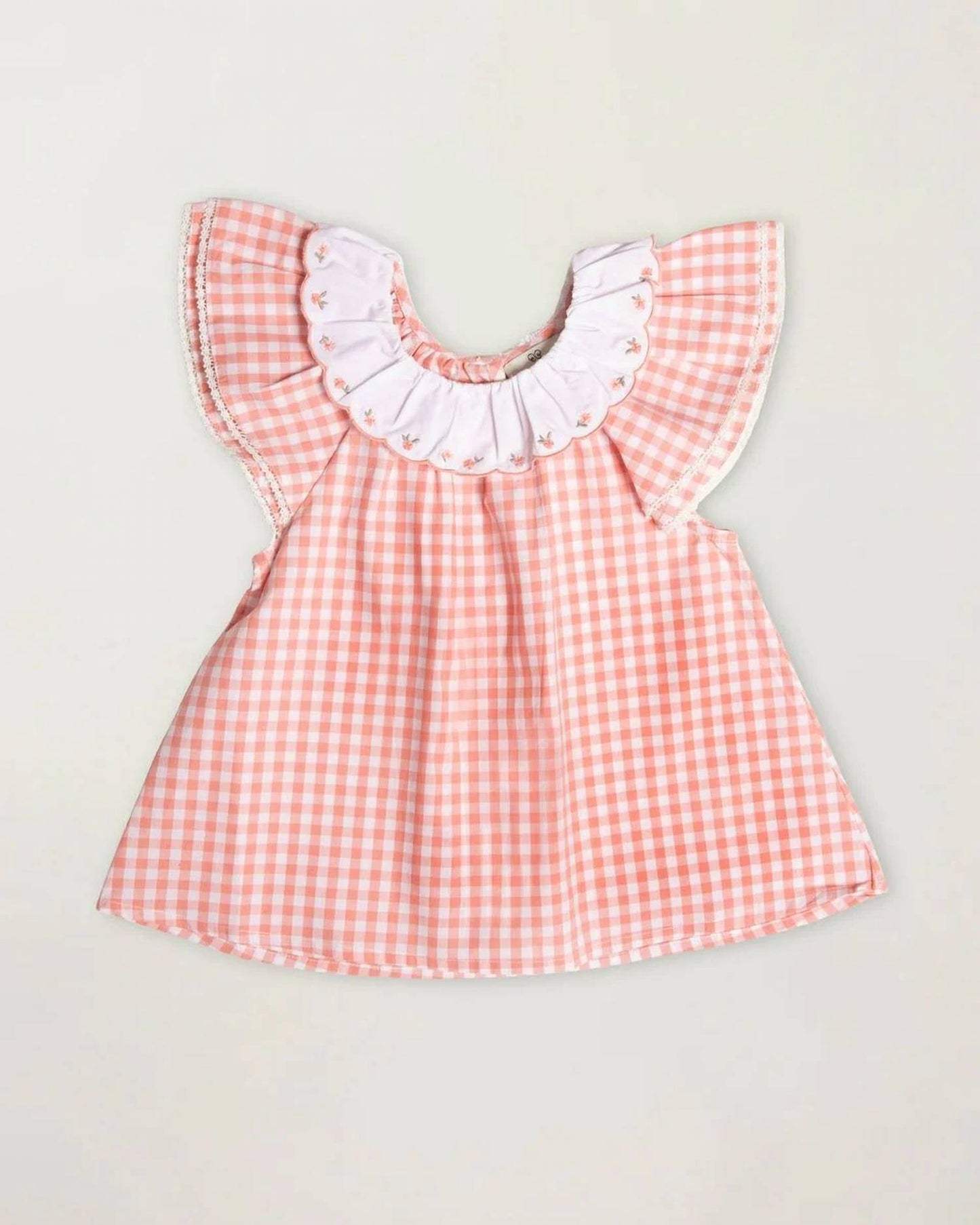 Girls' Lola Gingham Ruffle Sleeves Blouse