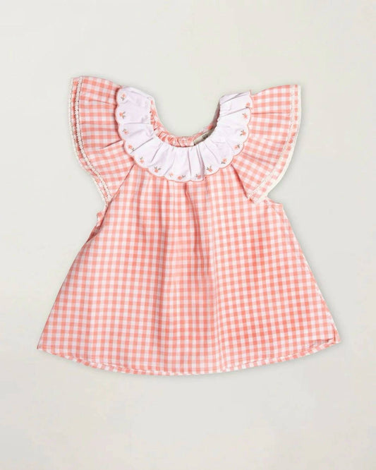 Girls' Lola Gingham Ruffle Sleeves Blouse