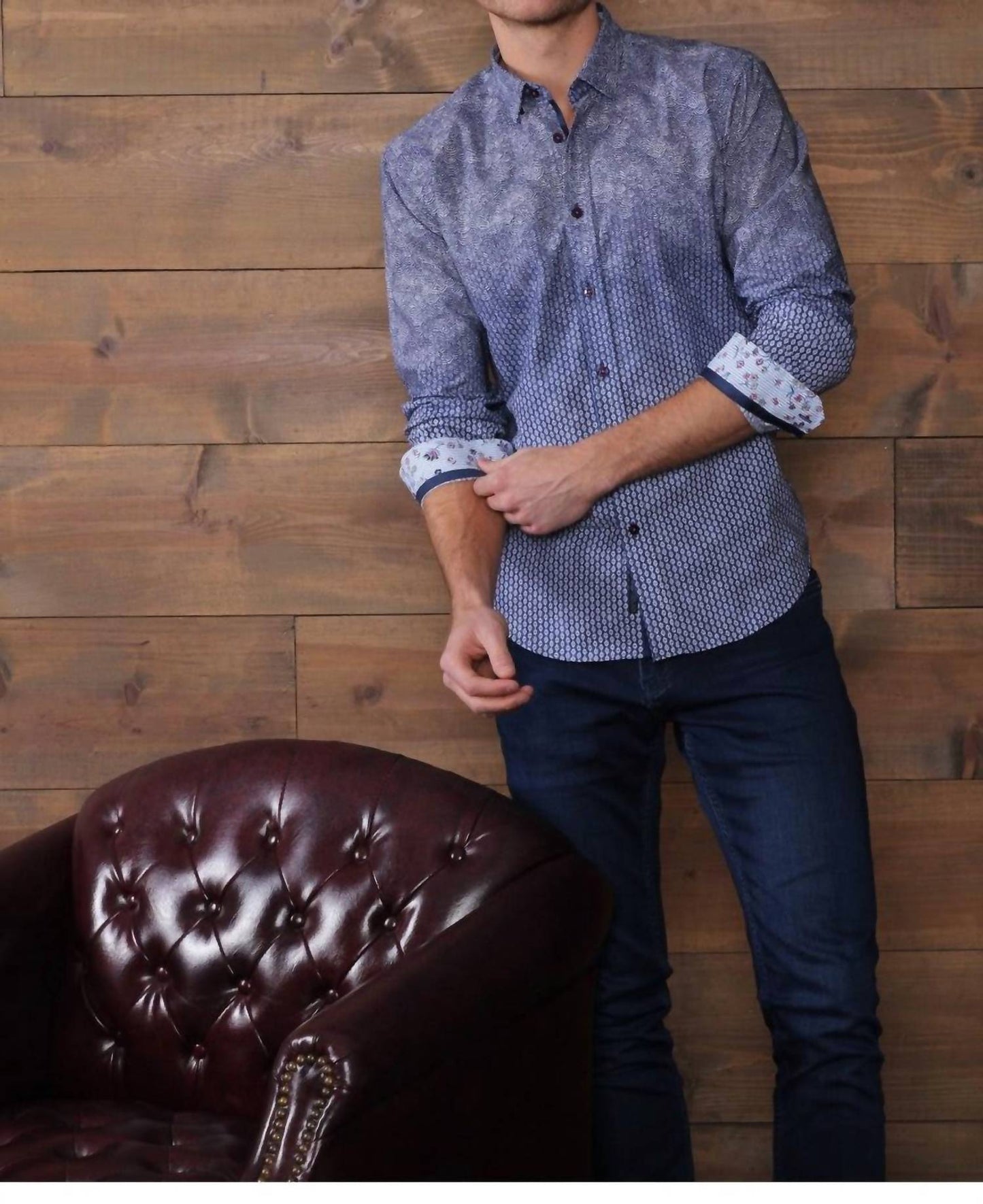Long Sleeve Button Down Shirt With Trim