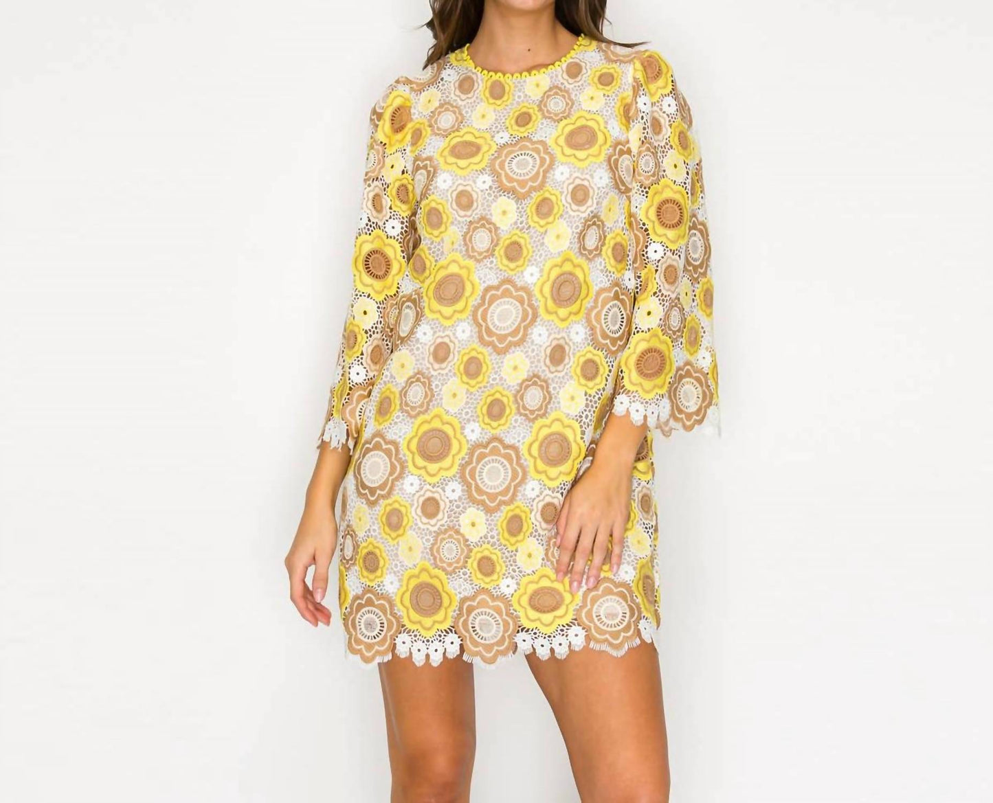 Marigold Vintage Lace Mini Dress