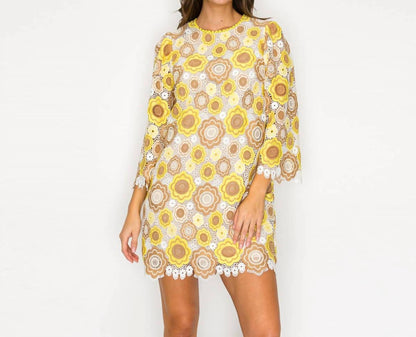 Marigold Vintage Lace Mini Dress