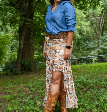 Turquoise Haven - Free Reign Mesh Ruffle Maxi Skirt - Rack Hunt
