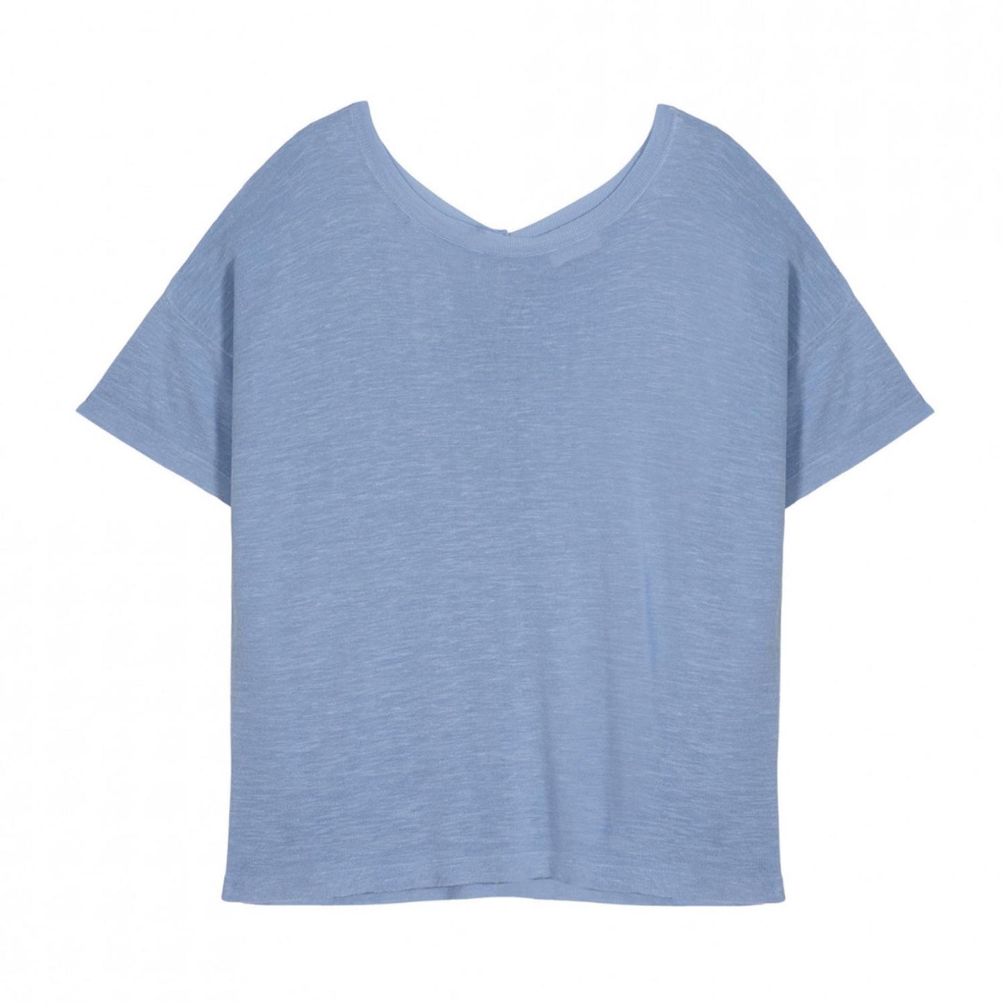 FLAMED LINEN BUTTON BACK T-SHIRT