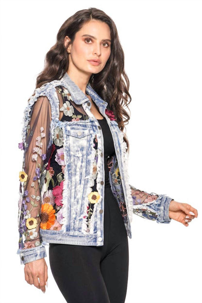 Embroidered Denim And Lace Bohemian Jacket