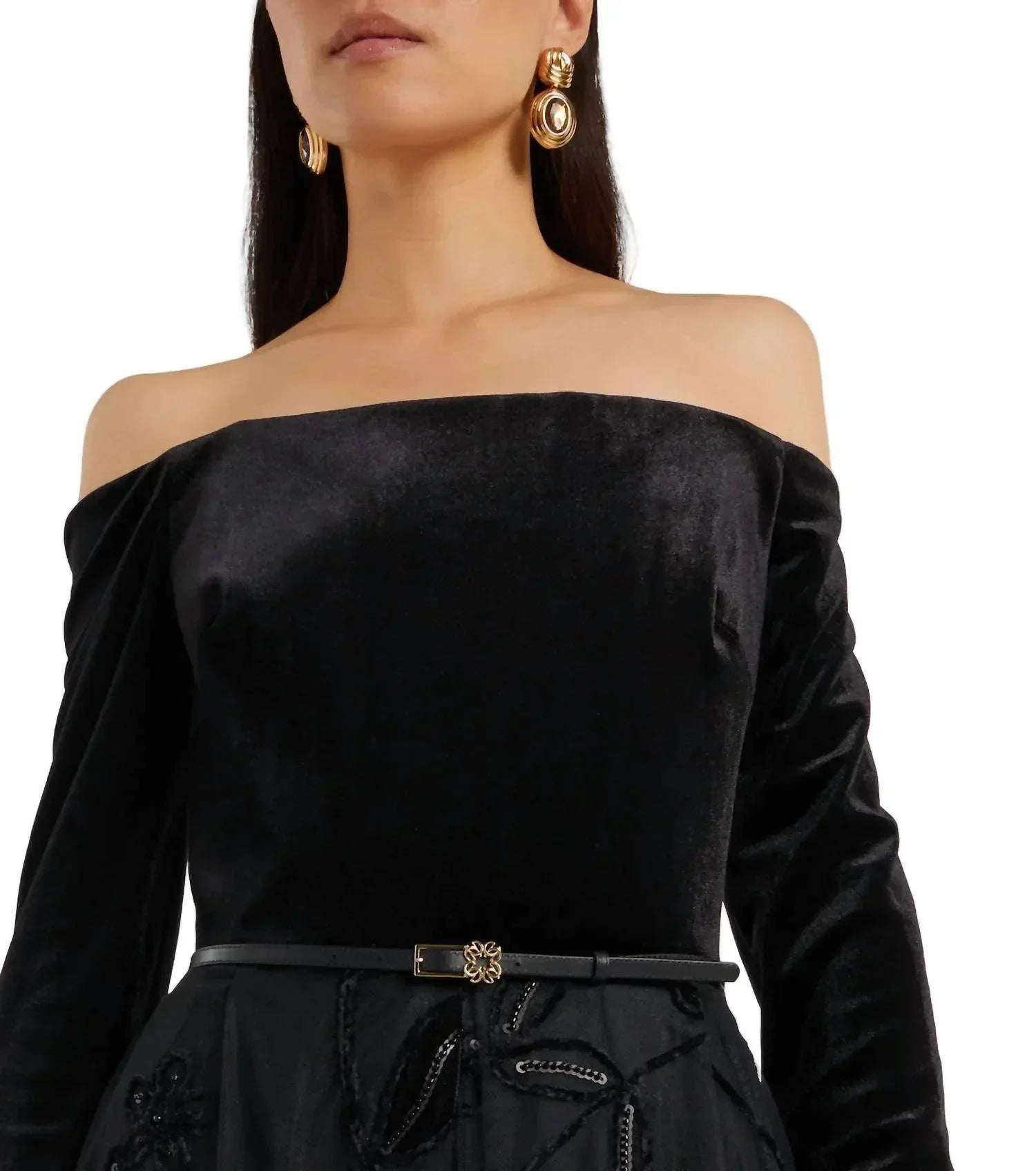 Elie Saab - Velvet Tulle Embroidered Long Dress - Rack Hunt