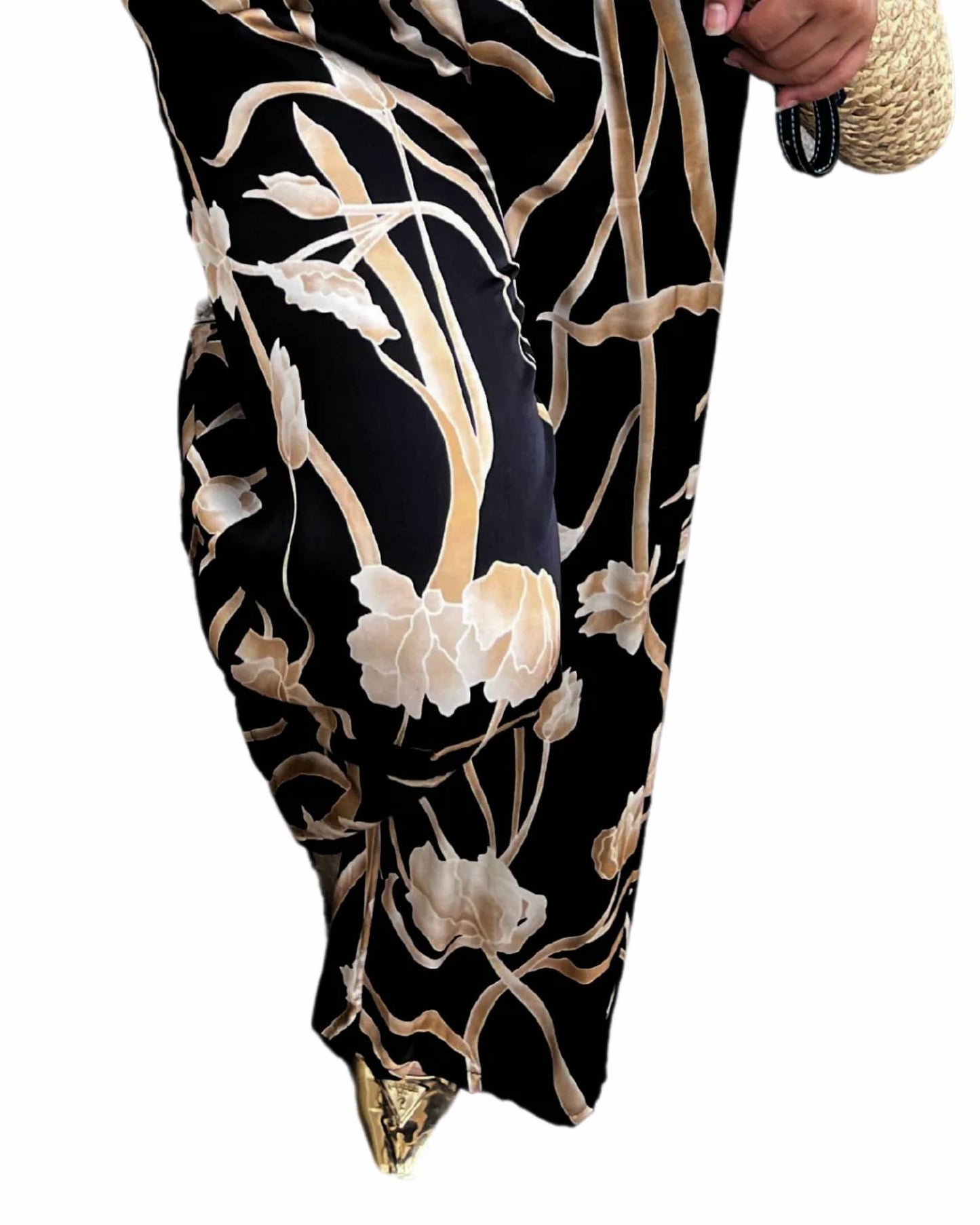 Allover Floral Print Pull On Pants