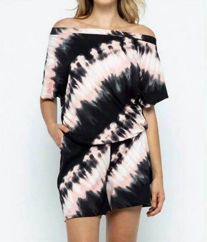 Ellis - Off The Shoulder Tie Dye Pocket Romper - Rack Hunt