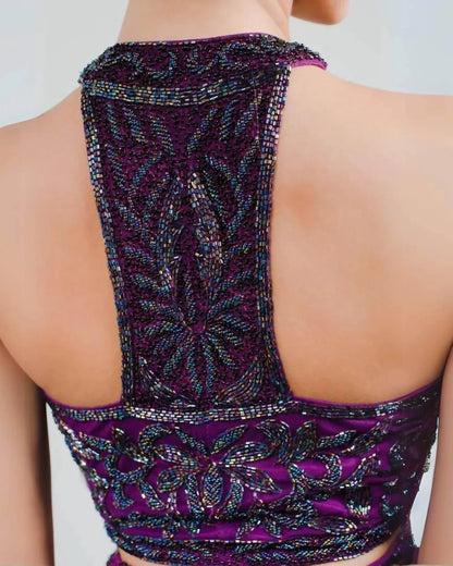 Zasa Chic - Embellished Crop Top Two Piece Gown - Rack Hunt