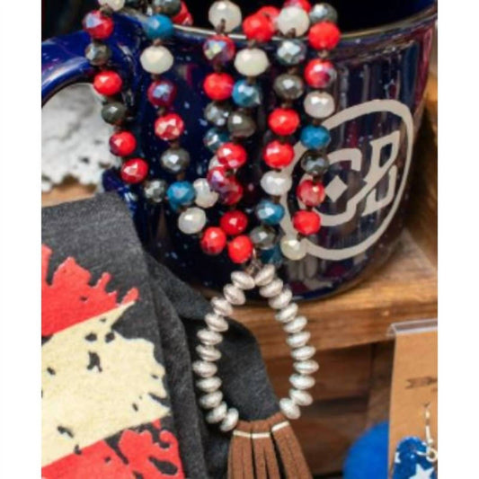 Women's Beads With Leather Fringe Necklace & Earrings