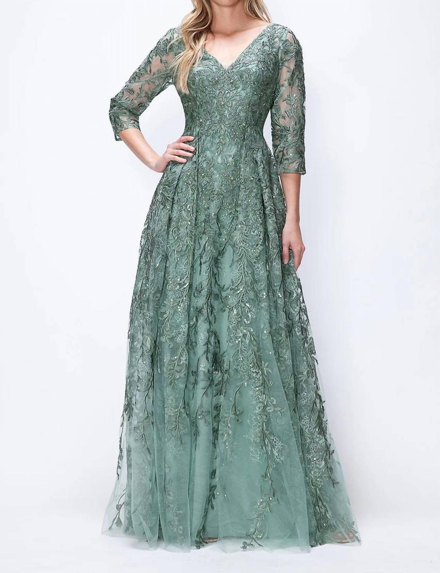 Embroidered A-line Mother Of The Bride Gown