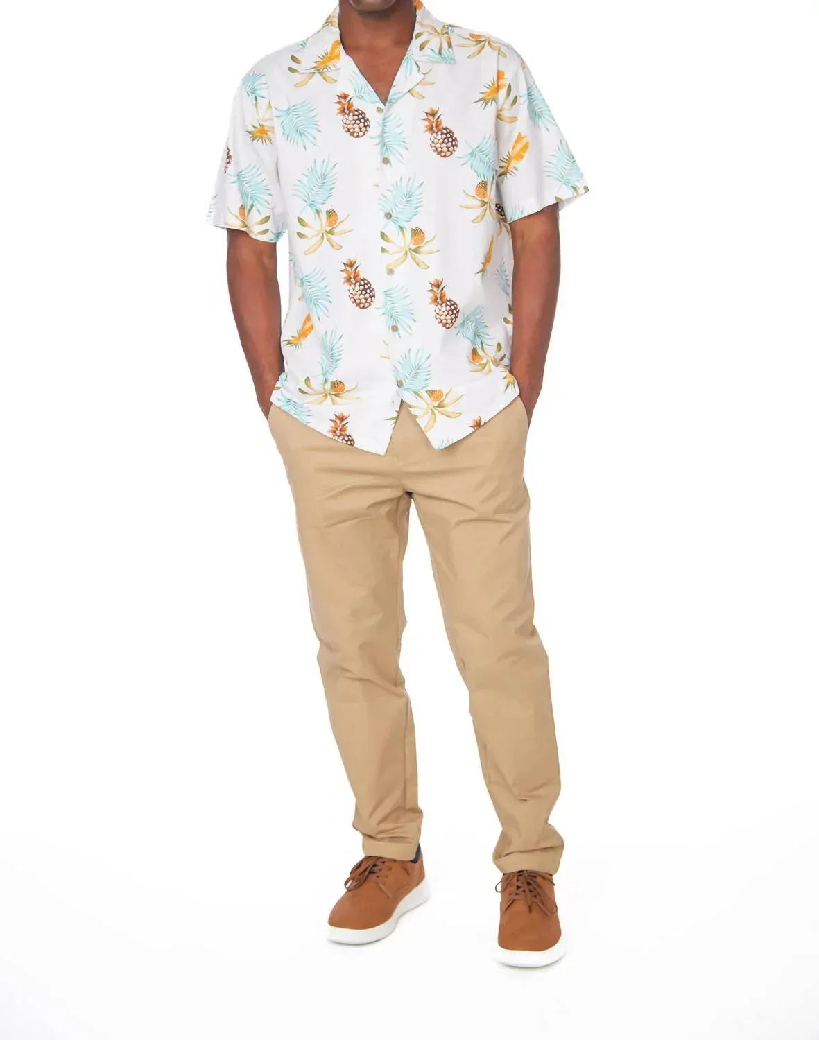 Hawks Bay - Printed Woven Fun Pineapple Print Short Sleeve Shirt - Rack Hunt