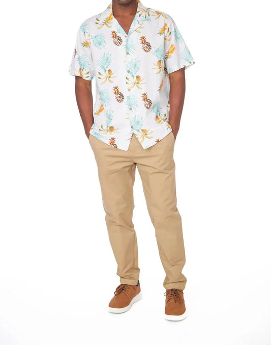 Hawks Bay - Printed Woven Fun Pineapple Print Short Sleeve Shirt - Rack Hunt