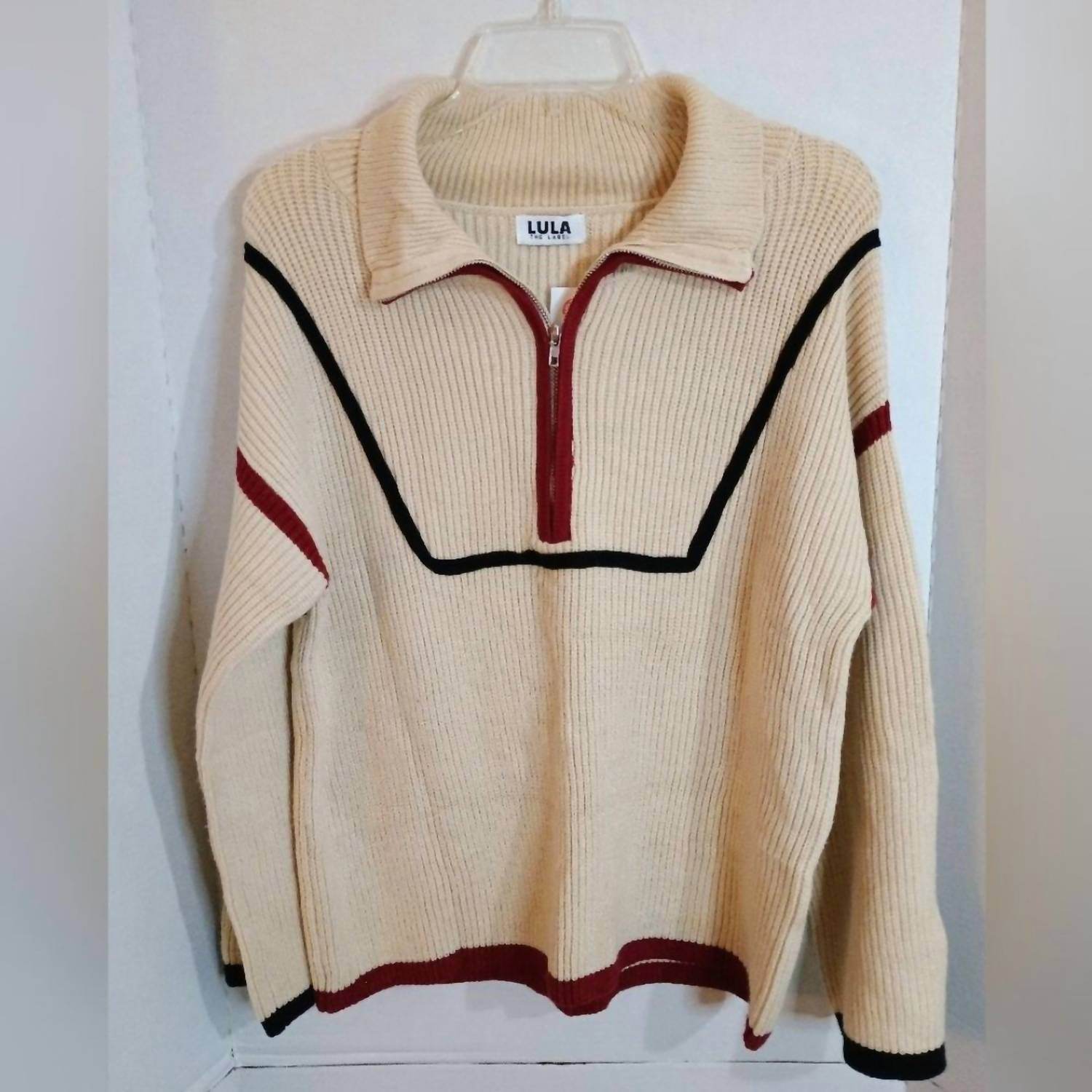 Lula the Label - Quarterback Keeper Contrast Quarter Zip Sweater - Rack Hunt