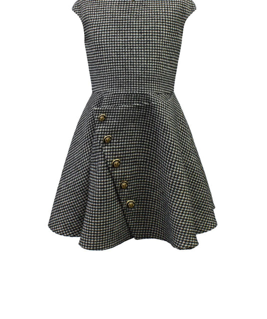 David Charles - Girls David Charles Houndstooth Cap Sleeve Dress - Rack Hunt
