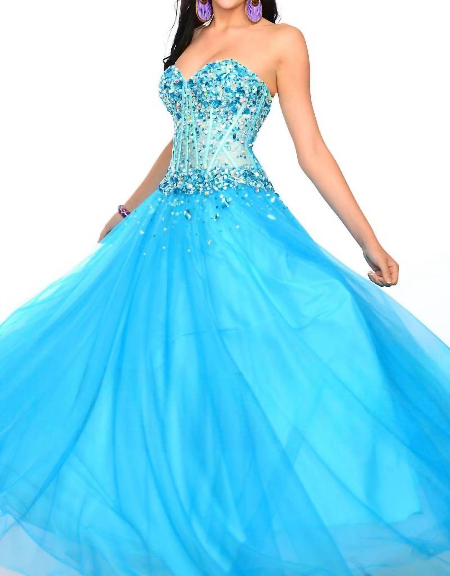 Precious Formals - Fully-sheer Glitzy Ballgown - Rack Hunt -