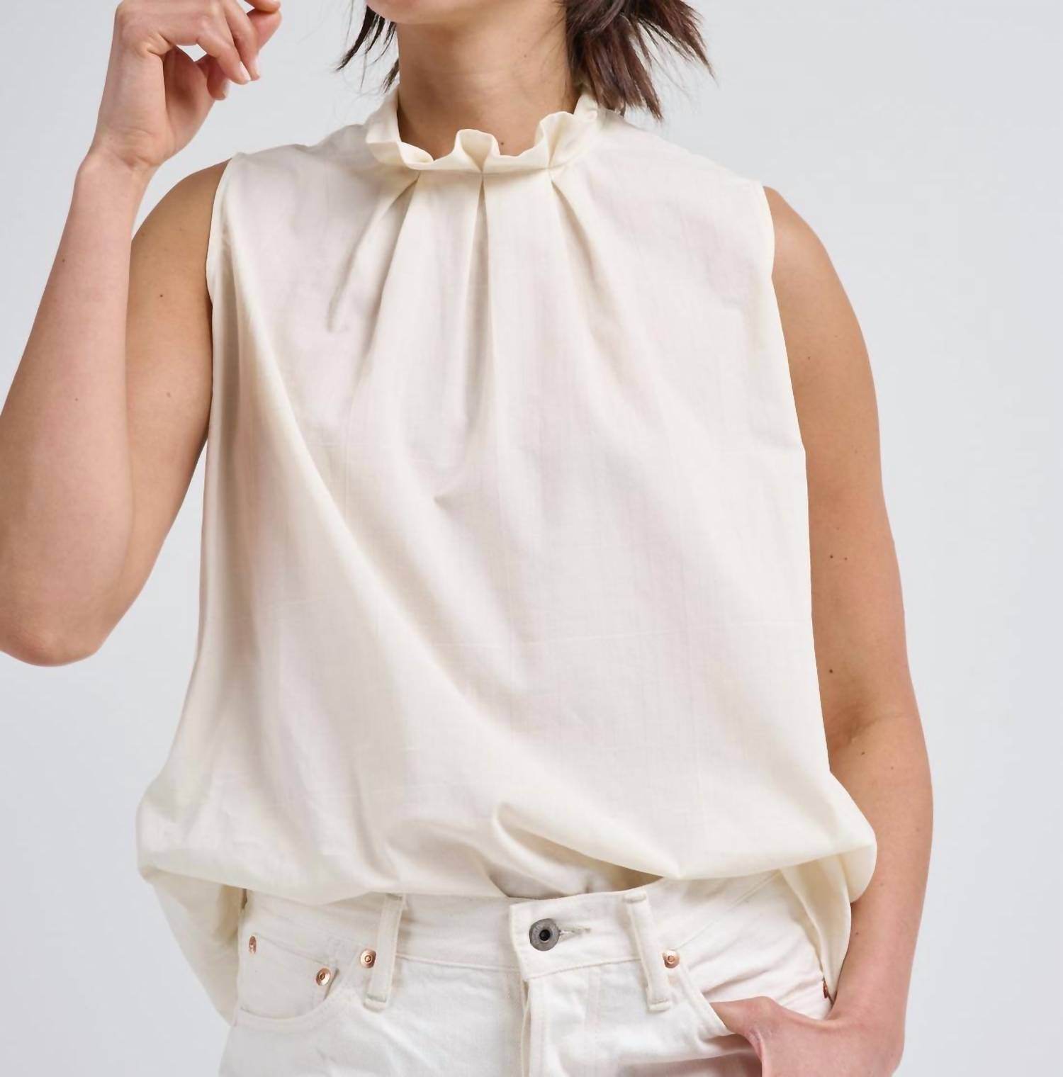 Chimala - Sleeveless Tuck Collar Blouse - Rack Hunt -