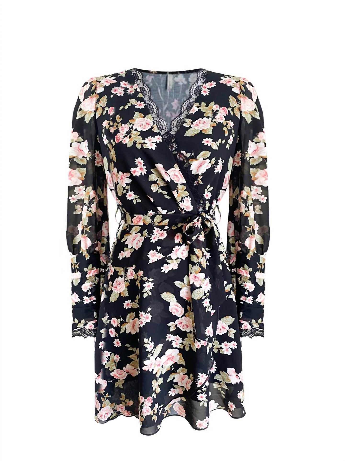 Ariti Kaziris - Women's Floral V-neck Belted Dress - Rack Hunt -