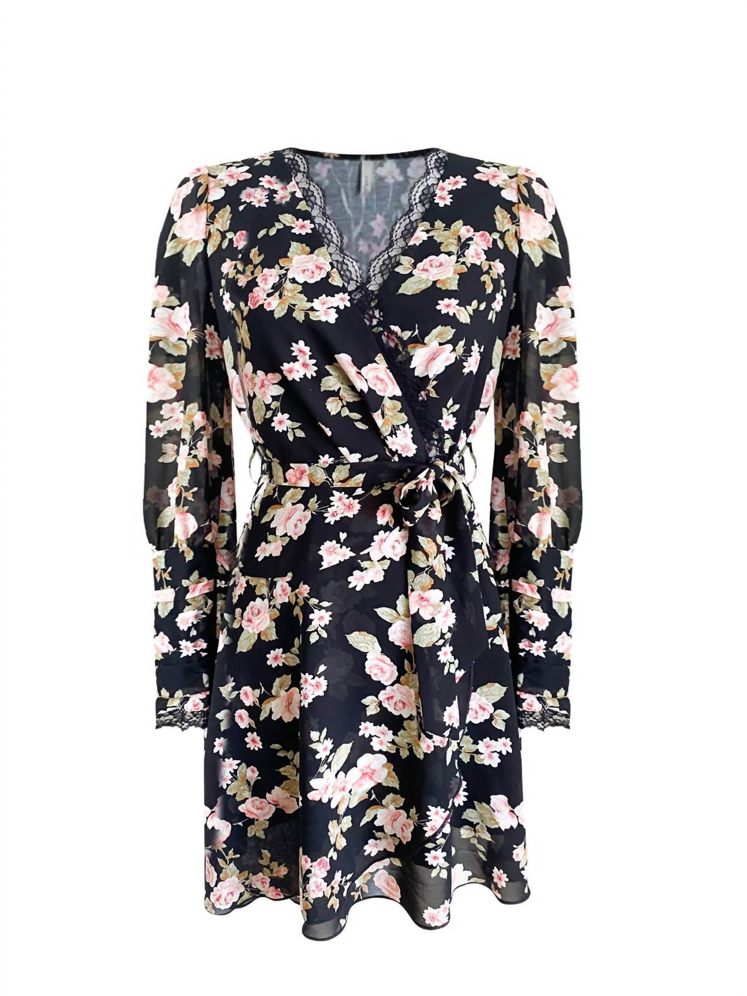 Ariti Kaziris - Women's Floral V-neck Belted Dress - Rack Hunt -