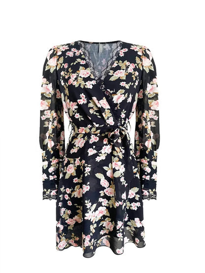 Ariti Kaziris - Women's Floral V-neck Belted Dress - Rack Hunt