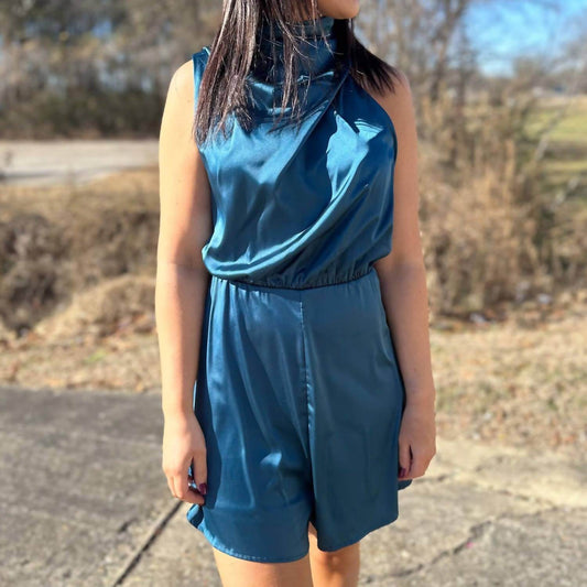 Dresses by Lily - Wrap Me Up Satin Mock Neck Romper - Rack Hunt -