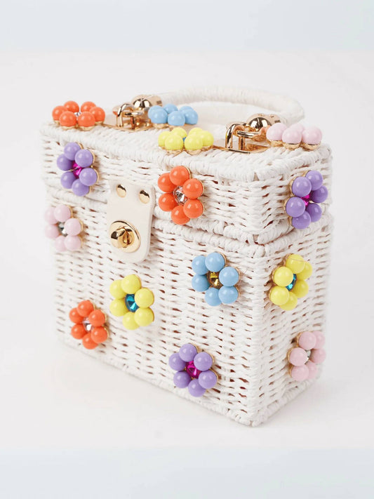 Women's Wicker Bucket Flower Bag