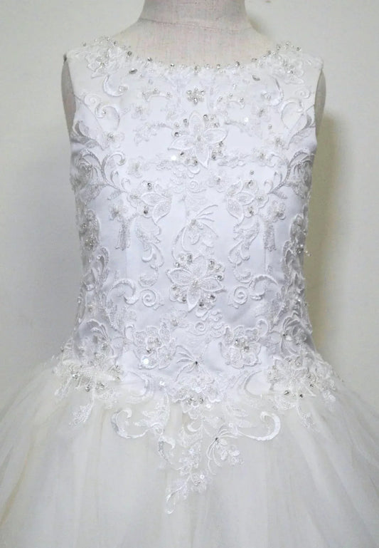 Christie Helene - Girl's Ruffled Tulle Skirt With Lace & Beading Detail Dress - Rack Hunt