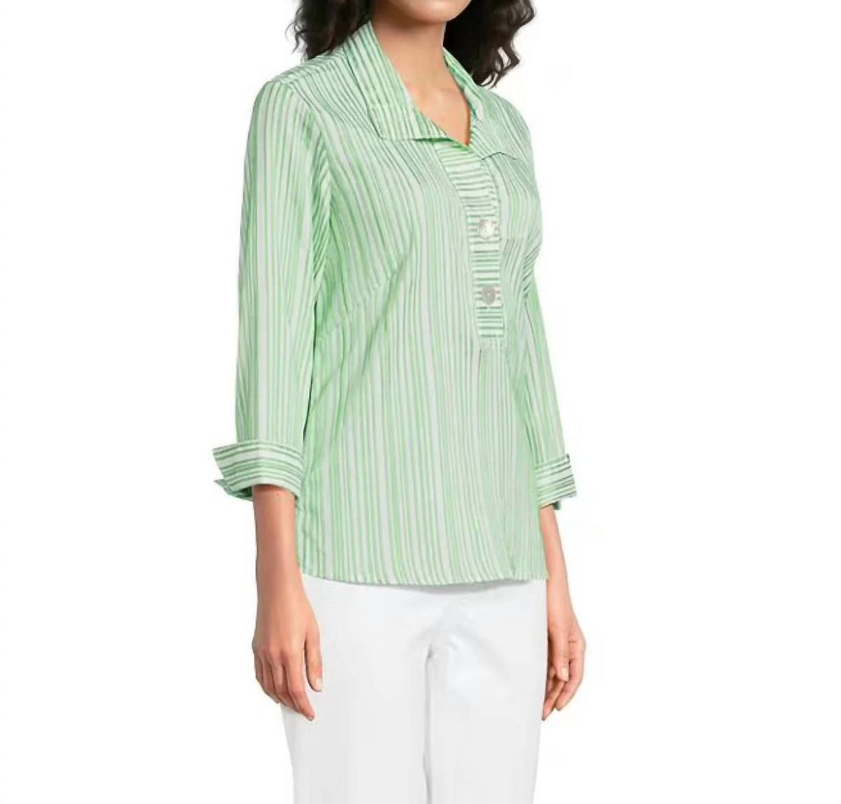 3/4 Sleeve Button Front Placket Shirt