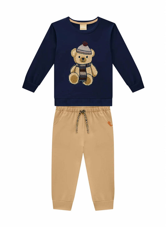 Boys Fleece-lined Sweatshirt And Pants Set