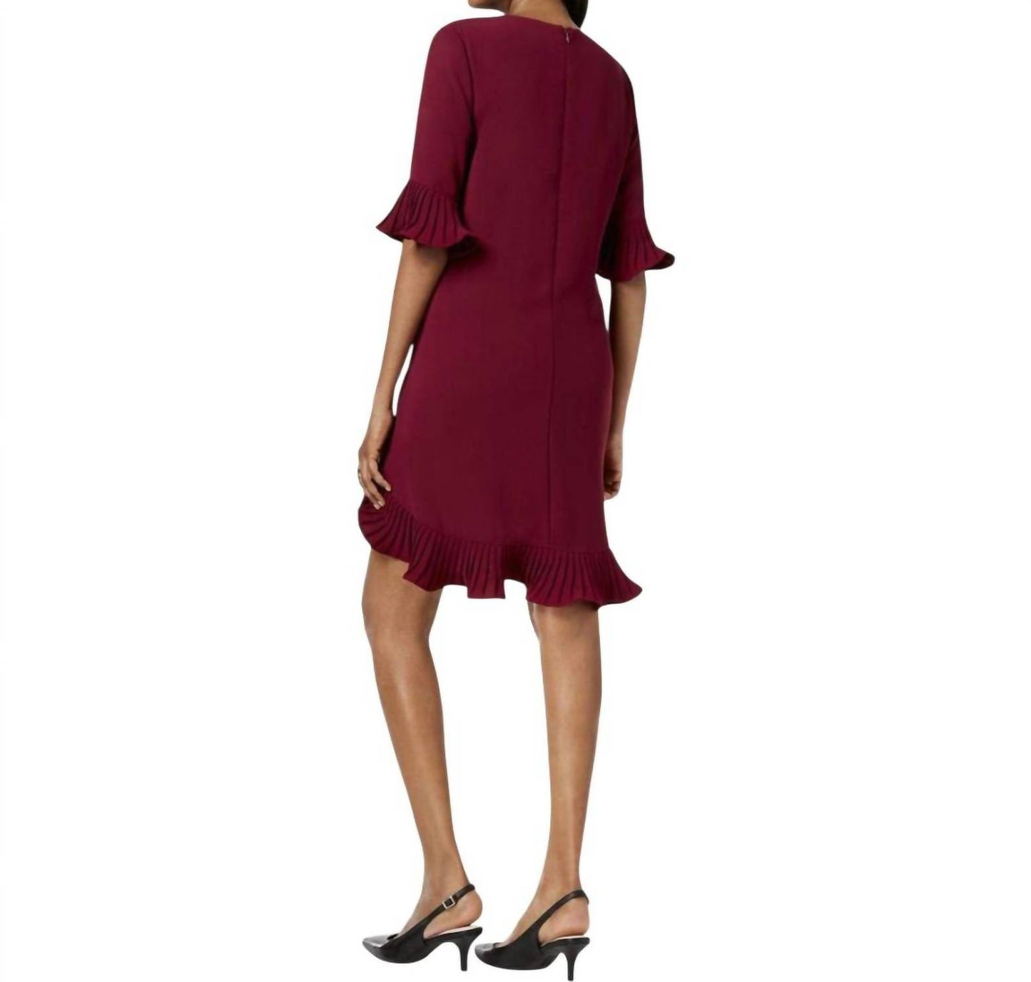 Pleated Flounce Mini Dress