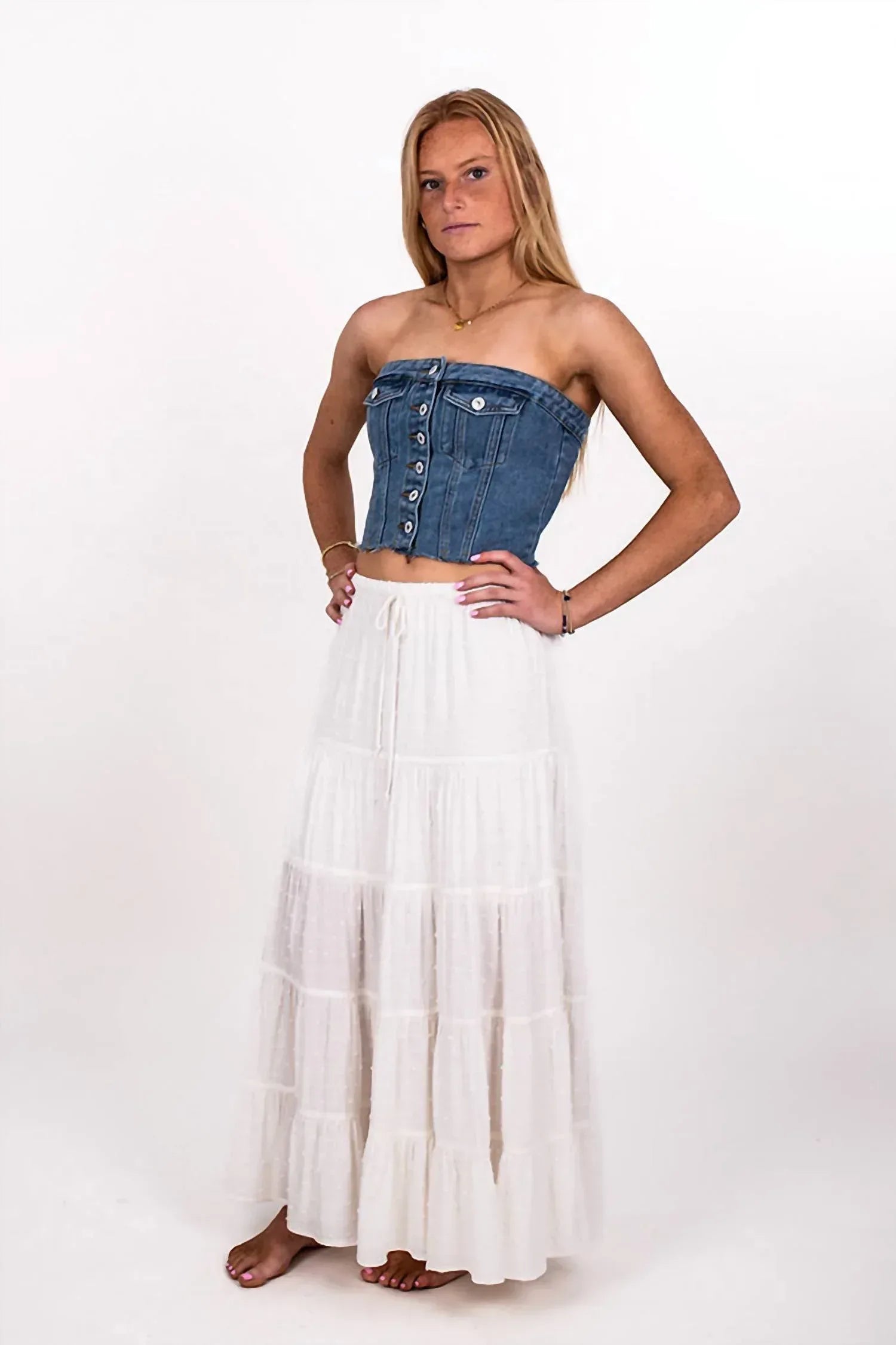 Limone - Strapless Denim Corset Top - Rack Hunt