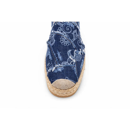 Women's Denim Floral Print Espadrilles