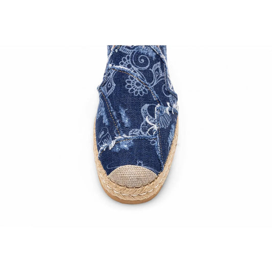 Women's Denim Floral Print Espadrilles