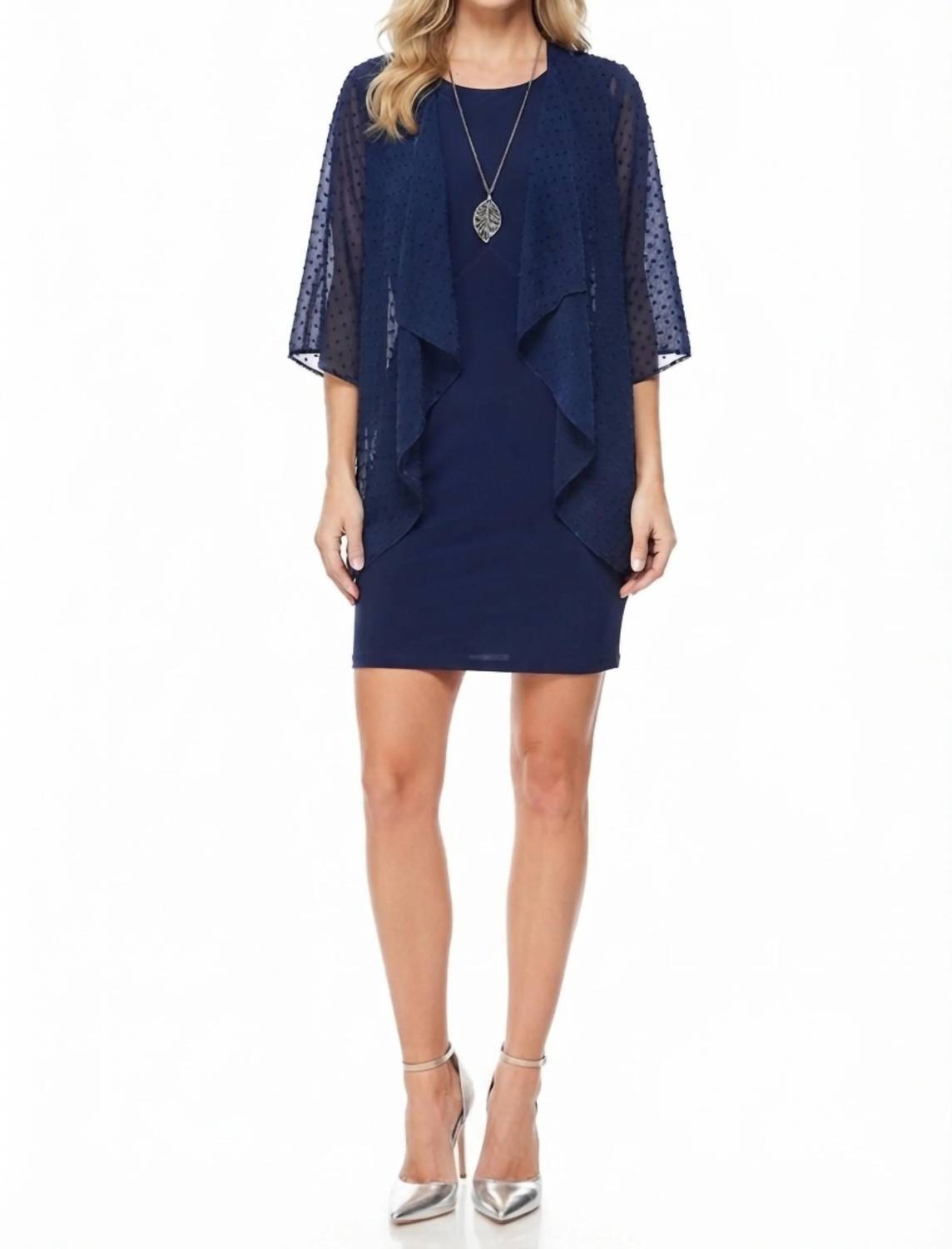Three-quarter Sleeve Attached Jacket Dress